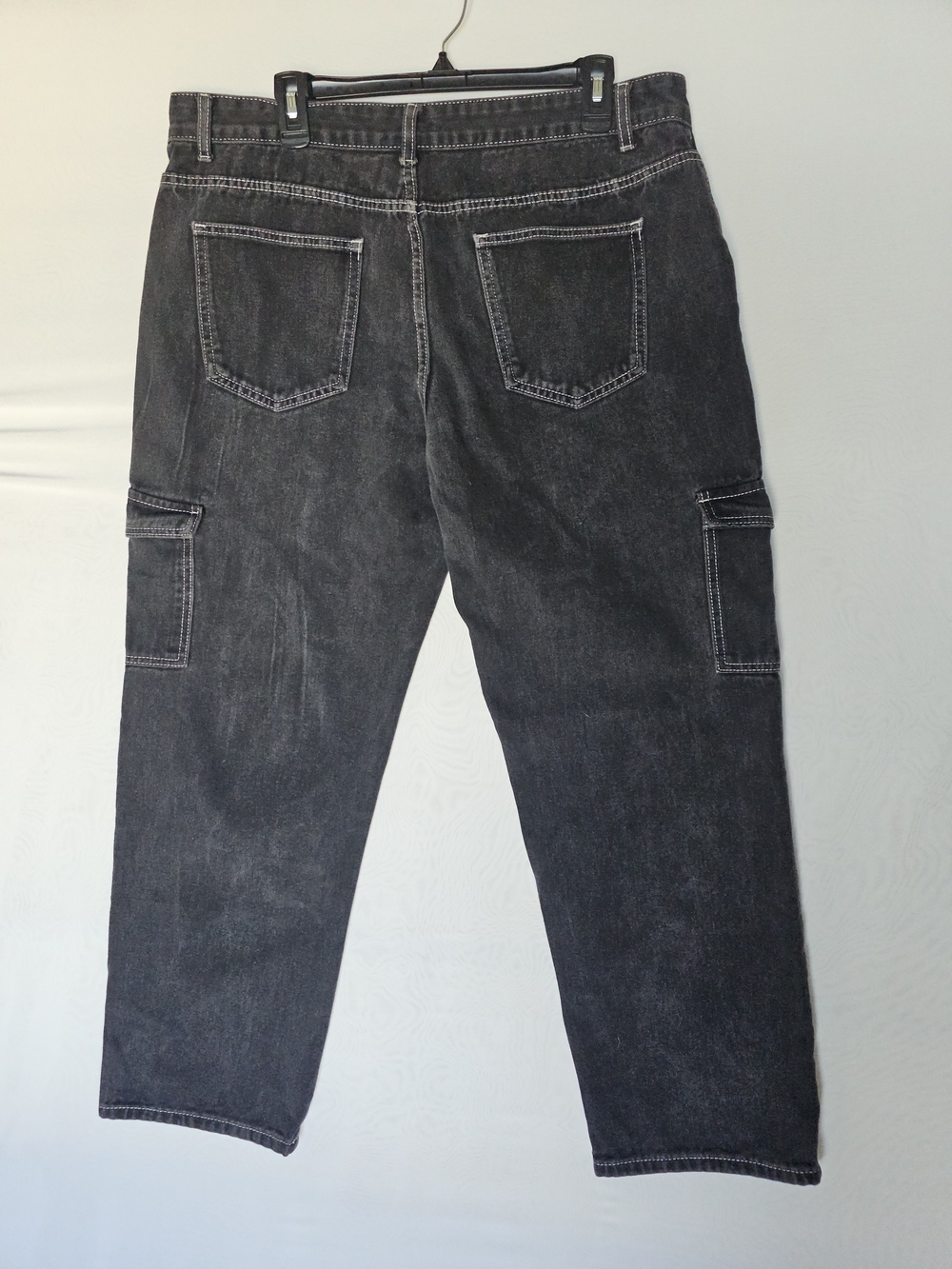 Manfinity Black Contrast Stitch Cargo Jeans XXL - Picture 3 of 15